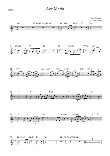 Ave Maria (Franz Schubert) for Oboe Solo with Chords (Simplified) (arr. Fabio Britto)