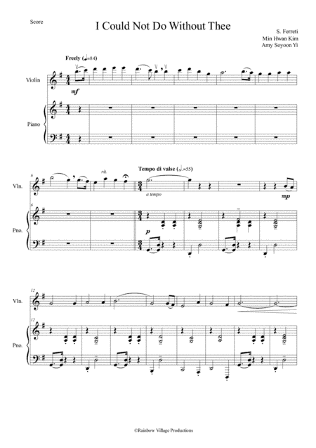 I Could Not Do Without Thee (Violin and Piano) (arr. Min Hwan Kim, Amy Soyoon Yi)