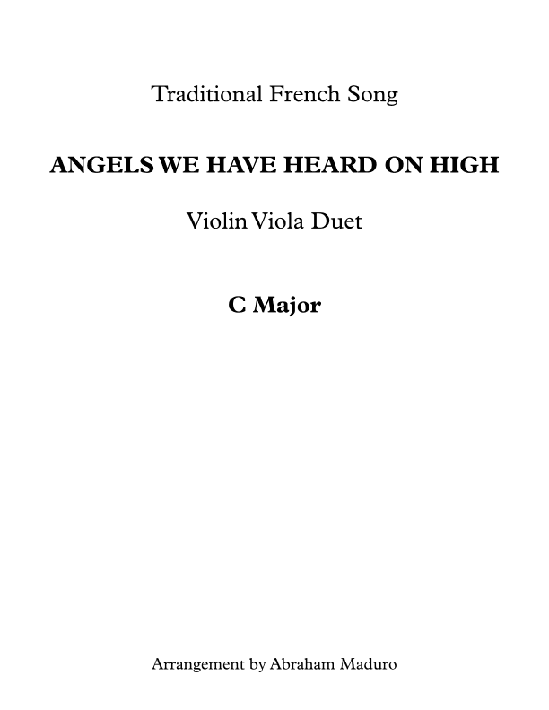 Angels We Have Heard On High Violin and Viola Duet-Score and Parts (arr. Abraham Maduro)
