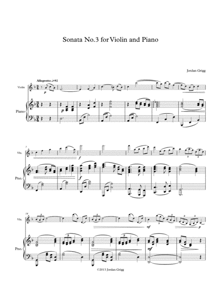 Sonata No.3 for Violin and Piano