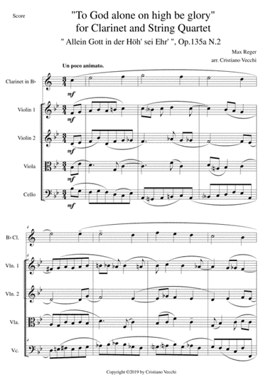 "To God alone on high be glory" for Clarinet and String Quartet (arr. Cristiano Vecchi)