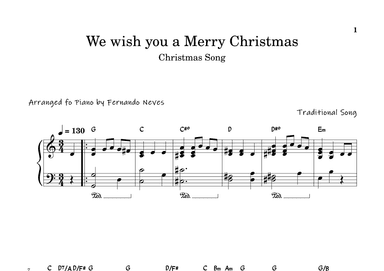 We wish you a Merry Christmas for Solo Piano (arr. FERNANDO LUIZ NEVES)