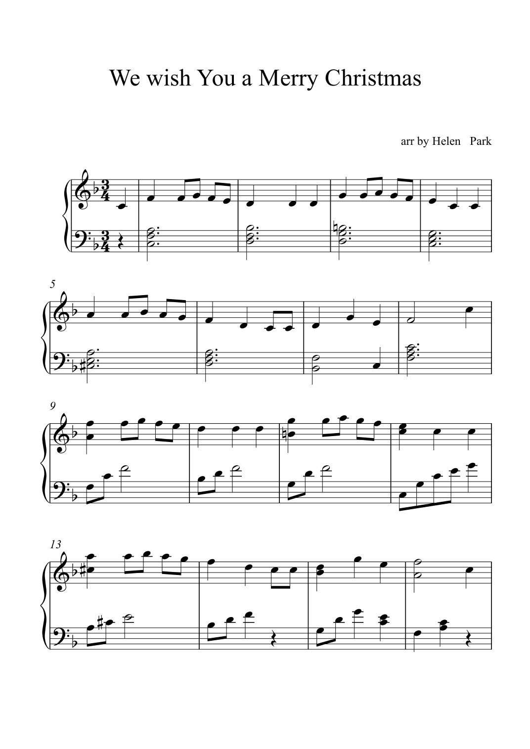 we wish you a merry christmas (arr. Helen Park)