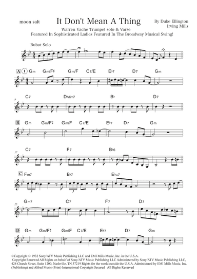 It Don't Mean A Thing (if It Ain't Got That Swing) (arr. moon salt)