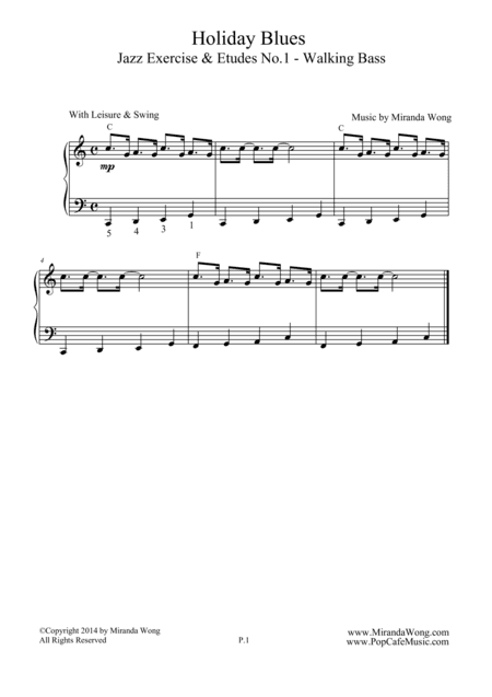 Jazz Exercises & Etudes No.1 - Holiday Blues for Piano Solo (Easy Swing)