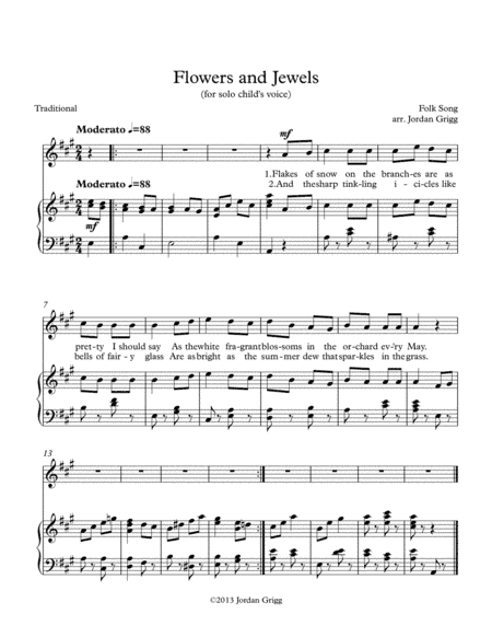 Flowers and Jewels (for solo child's voice) (arr. Jordan Grigg)