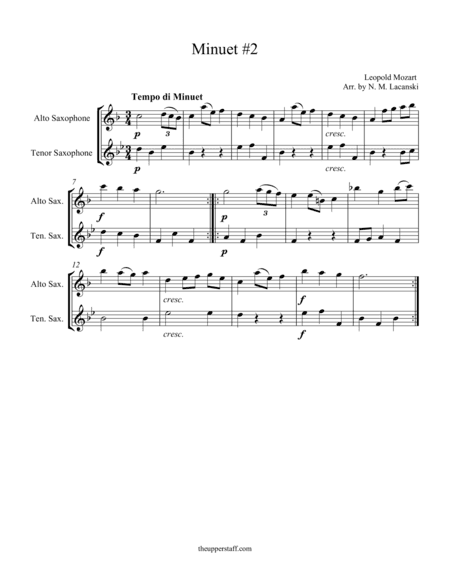 Minuet #2 (arr. Nick Lacanski)