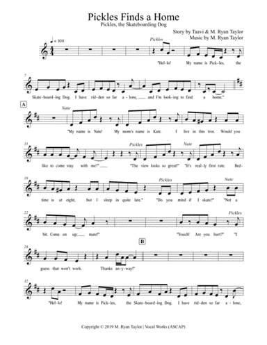 Pickles, the Skateboarding Dog, Finds a Home : a mini-musical for Unison Choir and Minus Track