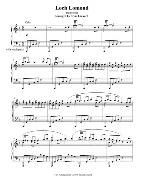 Loch Lomond Solo Piano (arr. Brian Lockard)
