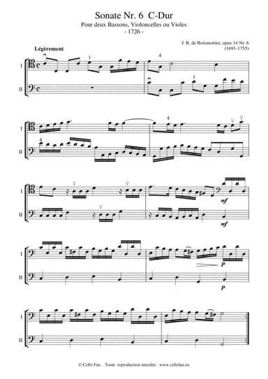 Boismortier Sonate Nr. 6 C Major opus 14 Rococo for 2 cellos