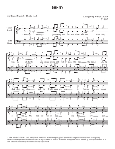 Sunny (arr. Walter Latzko)