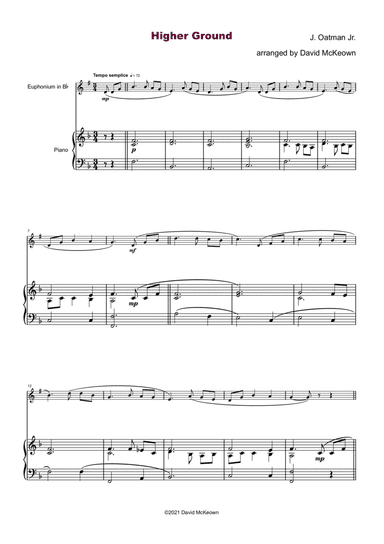 Higher Ground, Gospel Hymn for Euphonium and Piano (arr. David McKeown)