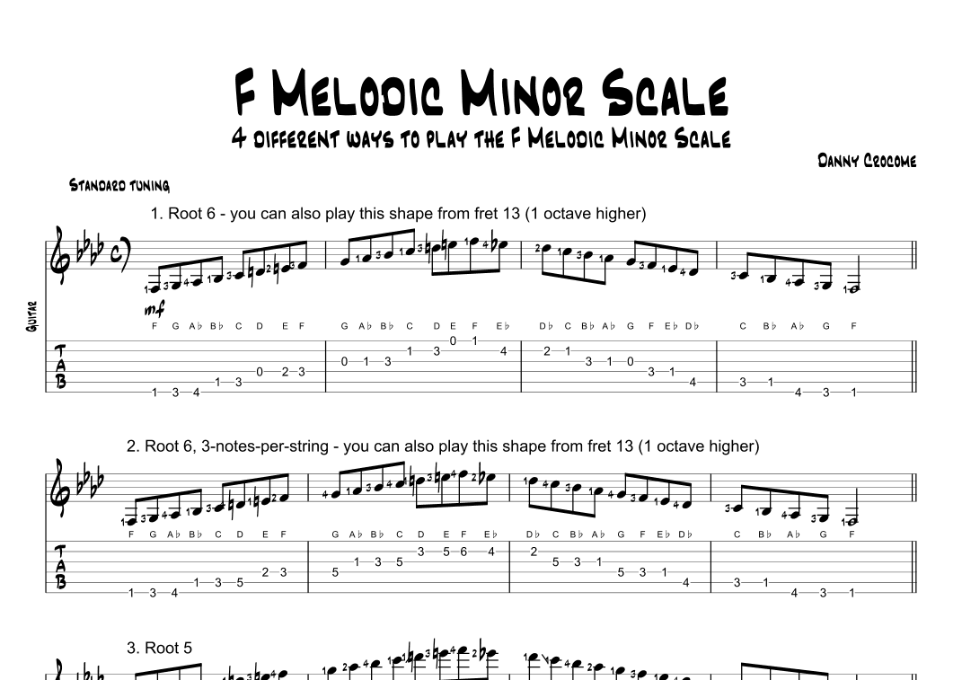 F Melodic Minor Scale (4 Ways to Play)