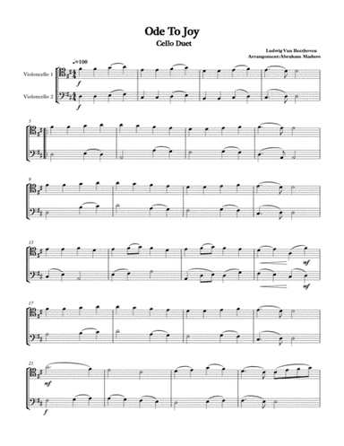 Beethoven's Ode To Joy Cello Duet (arr. Abraham Maduro)
