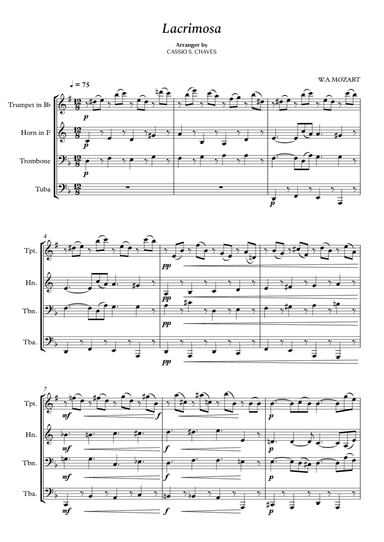 Mozart - Lacrimosa for Brass Quartet (arr. Cássio Silva Chaves)