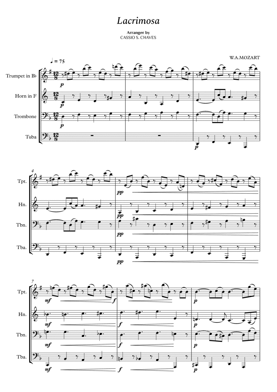 Mozart - Lacrimosa for Brass Quartet (arr. Cássio Silva Chaves)