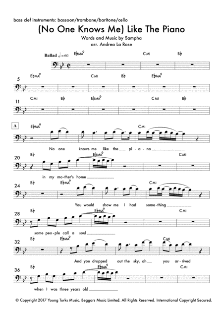 (no One Knows Me) Like The Piano (arr. Andrea La Rose)