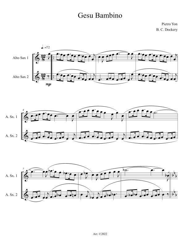 Gesu Bambino (Alto Sax Duet) (arr. B. C. Dockery)
