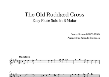 The Old Rugged Cross in B Major - Easy Flute Solo (arr. Amanda Cerqueira Rodrigues)