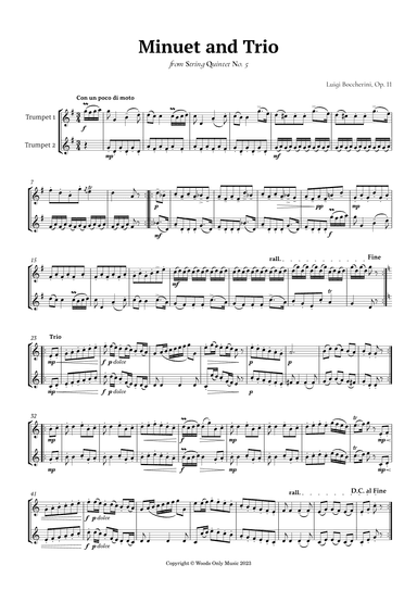 Minuet by Boccherini for Trumpet Duet (arr. Ander)