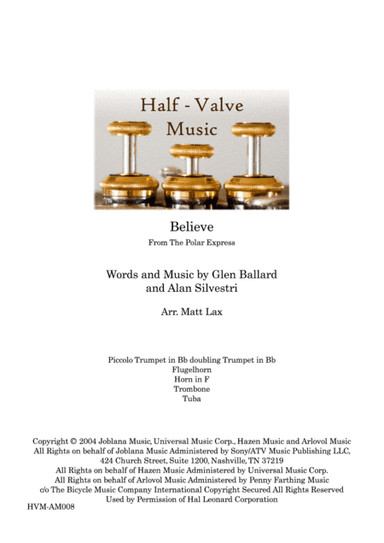 Believe (arr. Matthew Lax)