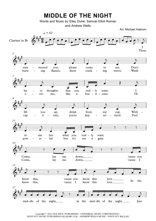 Middle Of The Night (arr. Michael Habrom)