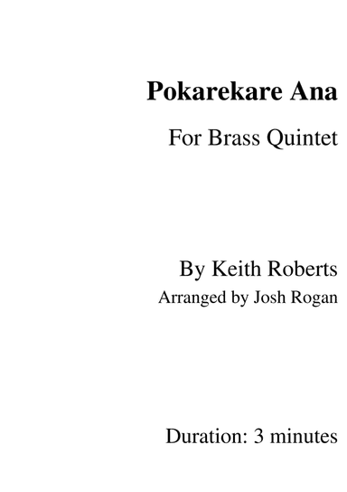 Pokarekare Ana- For Brass Quintet, arr. Josh Rogan (arr. Josh Rogan)