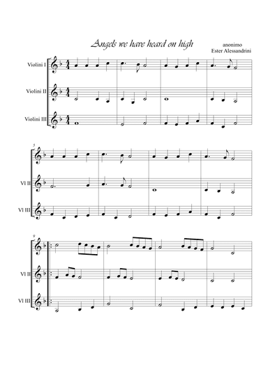 Angelswe have heard on high. 3 violins (arr. Ester Alessadrini)