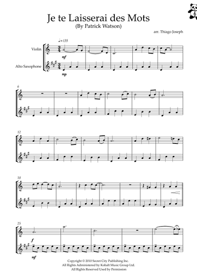 Je Te Laisserai Des Mots (arr. Thiago Joseph)