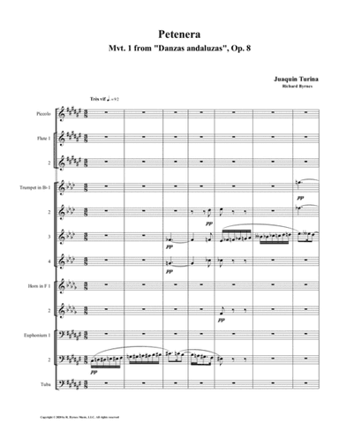 Petenera (Mvt. 1 from Danzas andaluzas, Op. 8) by Juaquín Turina (Brass Nonet + 2Fl, Picc.) (arr. Richard Byrnes)