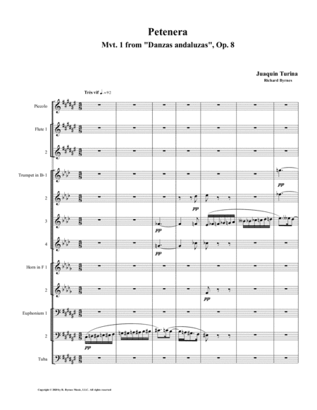 Petenera (Mvt. 1 from Danzas andaluzas, Op. 8) by Juaquín Turina (Brass Nonet + 2Fl, Picc.) (arr. Richard Byrnes)