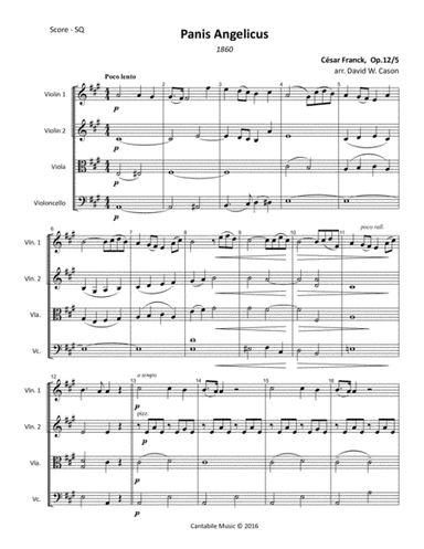 Panis angelicus Op.12, No.5 (Franck) STRING QUARTET (arr. David W. Cason)