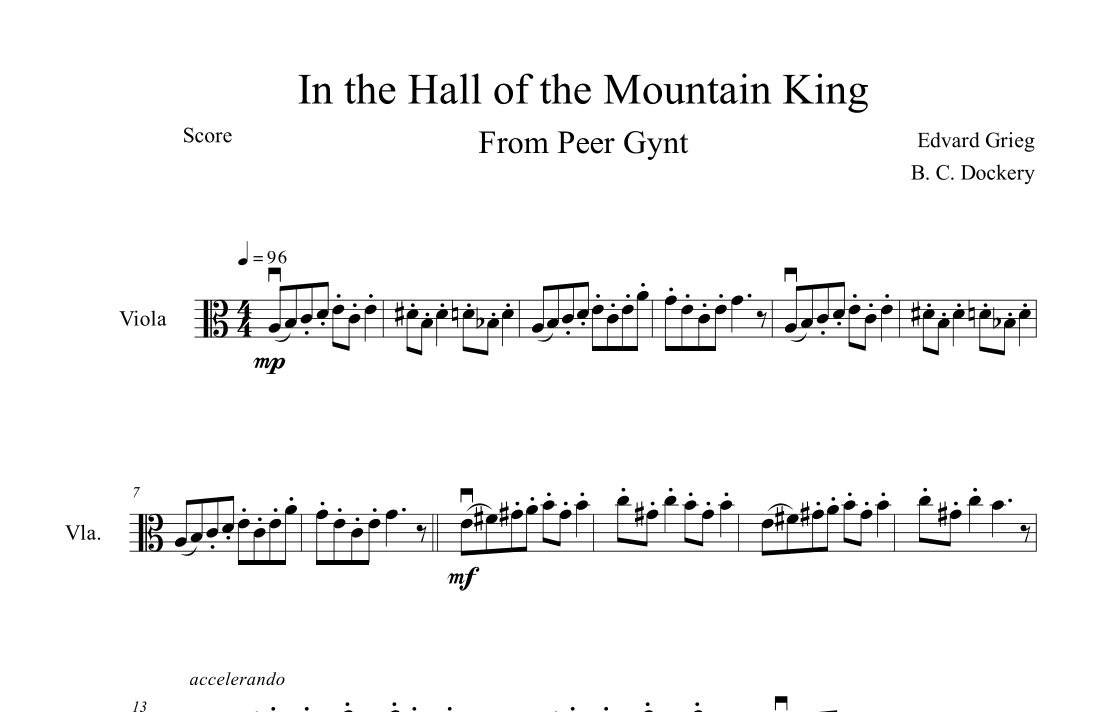 In the Hall of the Mountain King (Viola Solo) (arr. B. C. Dockery)