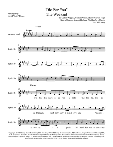 Die For You (arr. David "Rain" Banta)