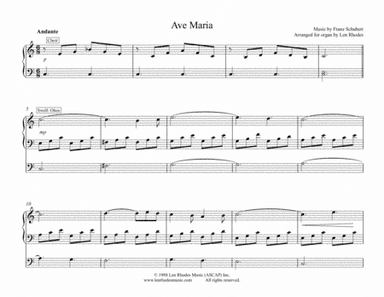 Schubert - Ave Maria, Organ Solo (arr. Len Rhodes)