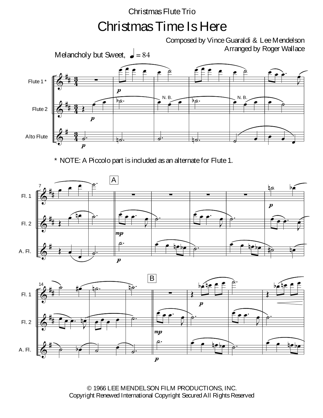 Christmas Time Is Here (arr. Roger Wallace)