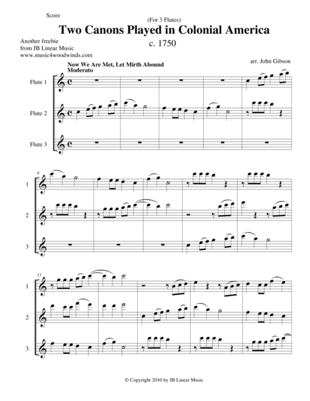 Two Canons Played in Colonial America - flute trio (arr. John Gibson)