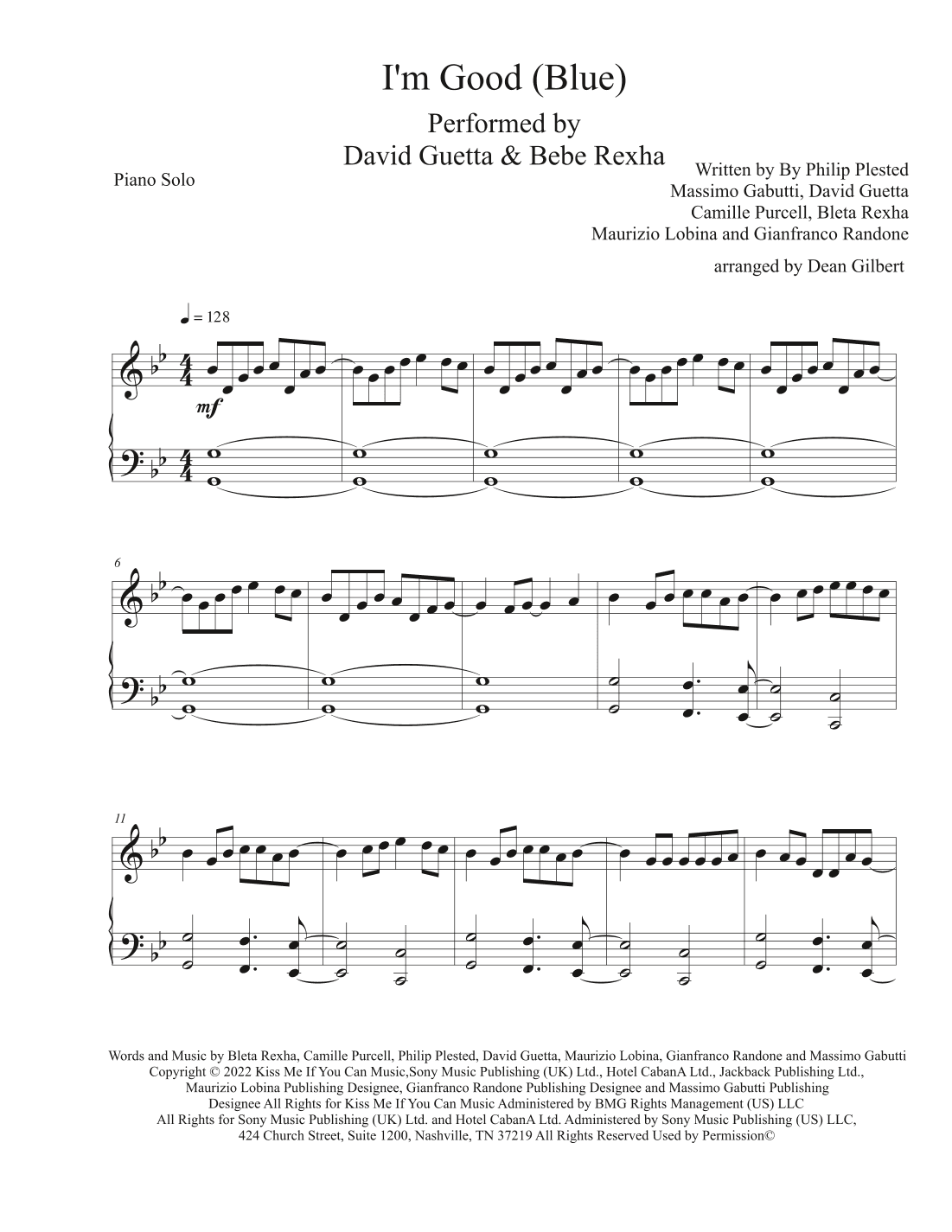 I'm Good (blue) (arr. Dean Gilbert)
