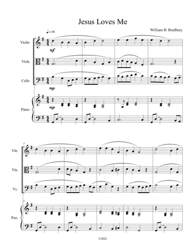 Jesus Loves Me for Piano Quartet (arr. B. C. Dockery)