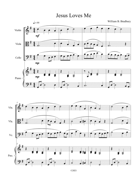 Jesus Loves Me for Piano Quartet (arr. B. C. Dockery)