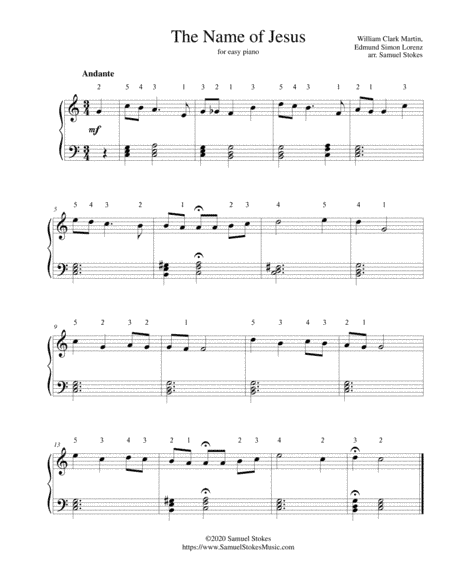 The Name of Jesus - for easy piano (arr. Samuel Stokes)