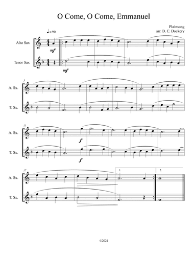 O Come, O Come, Emmanuel (Alto and Tenor Sax Duet) (arr. B. C. Dockery)