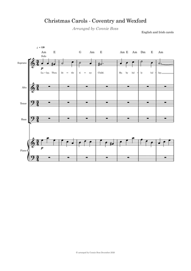 Christmas Carols - Coventry and Wexford - SATB and Piano (arr. Connie Boss)
