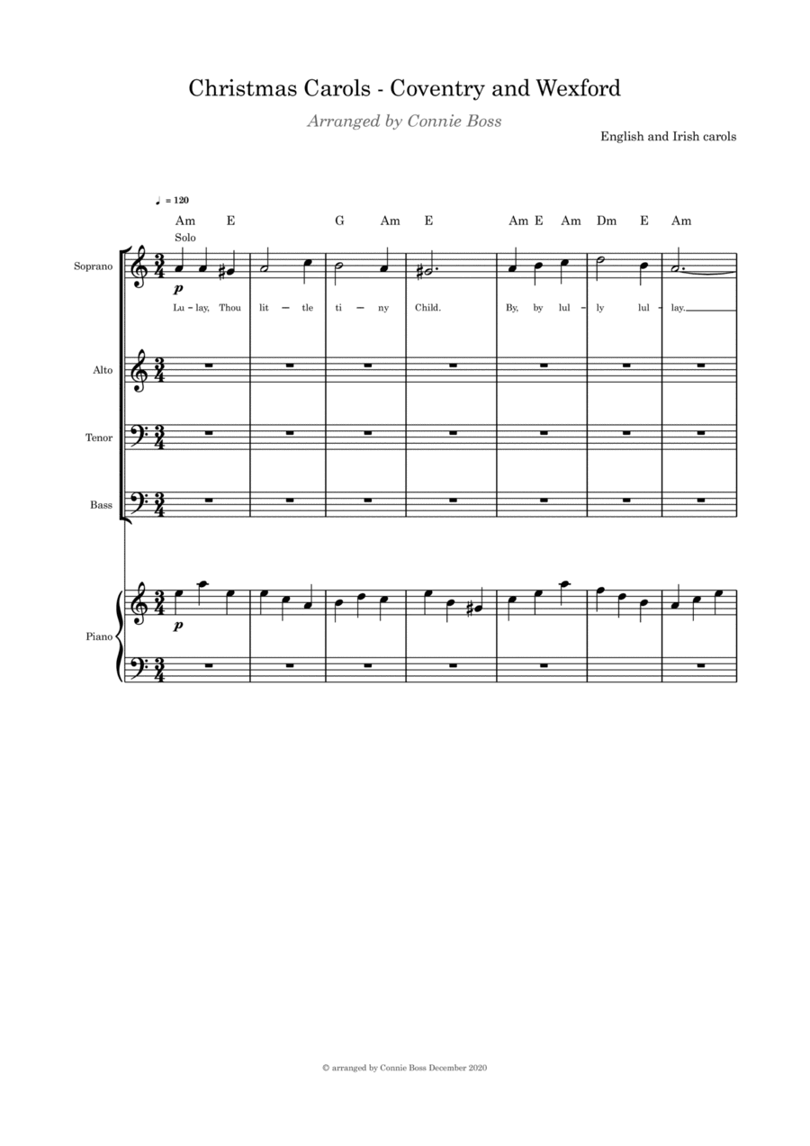 Christmas Carols - Coventry and Wexford - SATB and Piano (arr. Connie Boss)