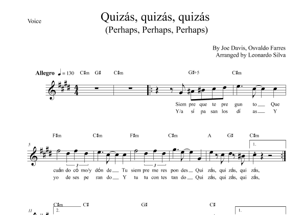 Quizas, Quizas, Quizas (perhaps, Perhaps, Perhaps) (arr. Leonardo Silva)