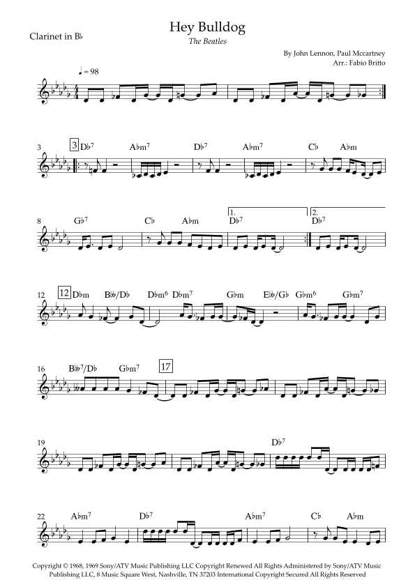 Hey Bulldog (arr. Fabio Britto)