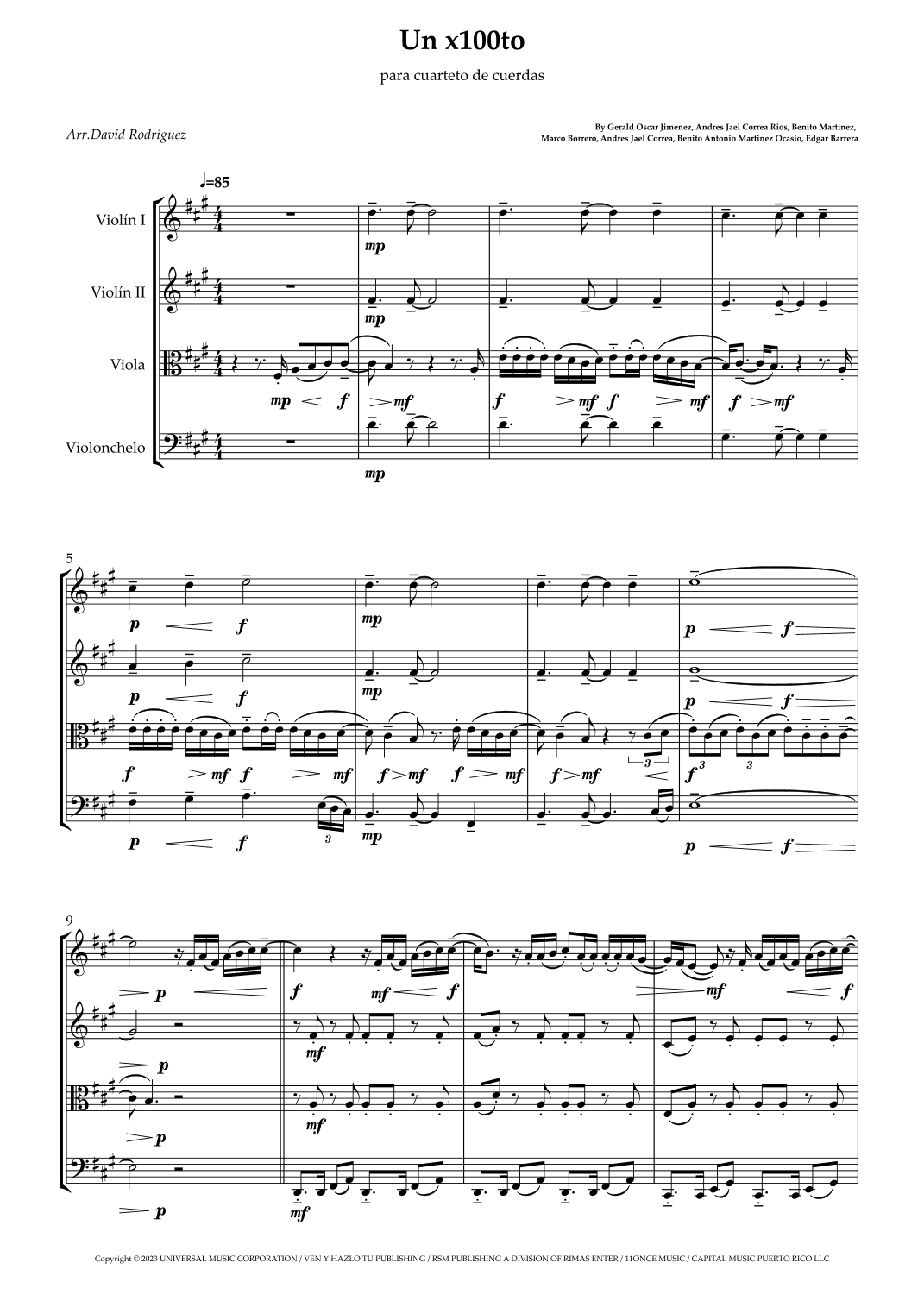 Un X100to (arr. David Rodríguez)