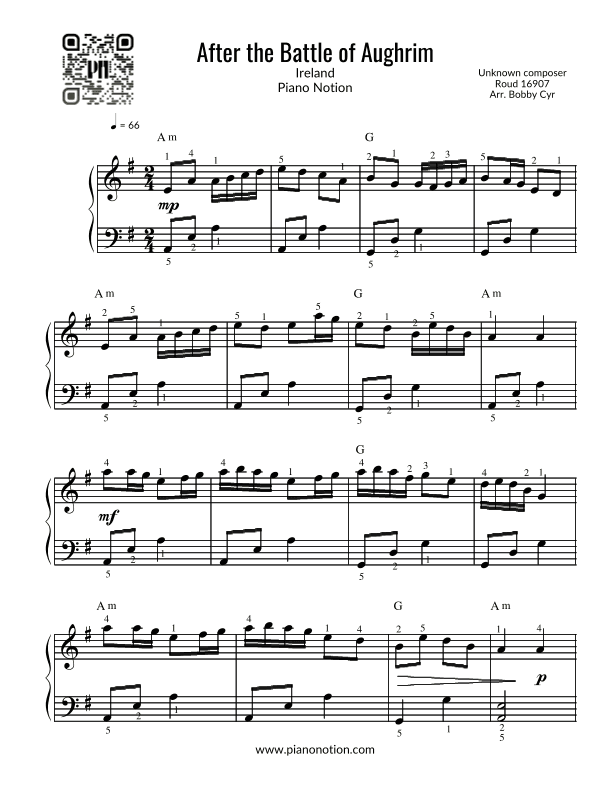 After the Battle of Aughrim (Easy Piano) (arr. Bobby Cyr)