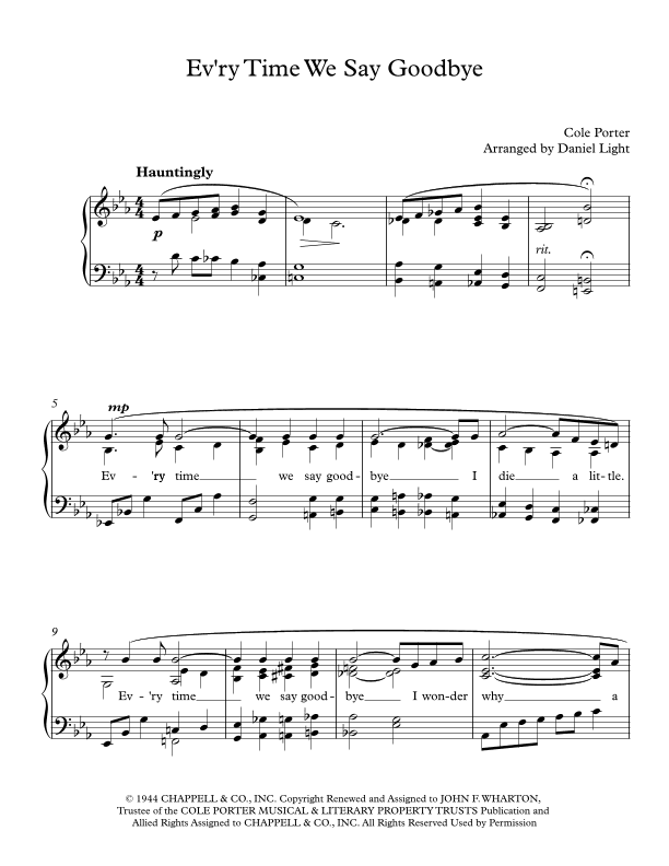 Ev'ry Time We Say Goodbye (arr. Daniel Light)