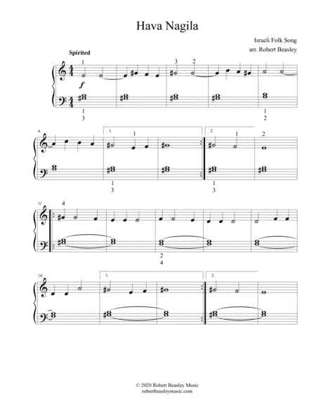 Hava Nagila (easy piano) (arr. Robert Beasley)